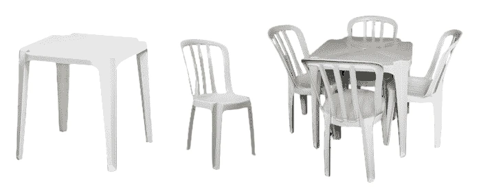 Jogo de Mesa Quadrada com 4 cadeiras plásticas