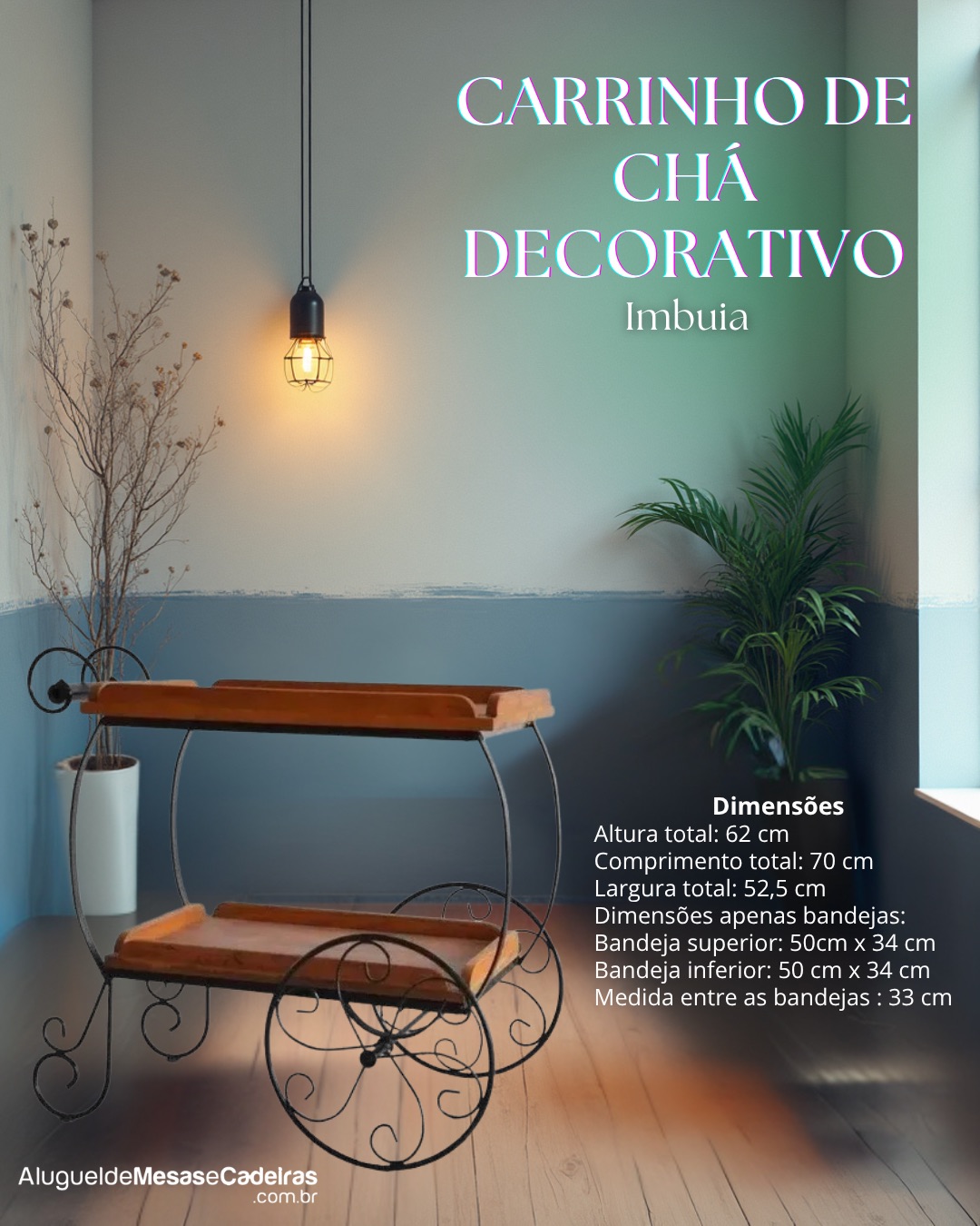 Carrinho de chá decorativo